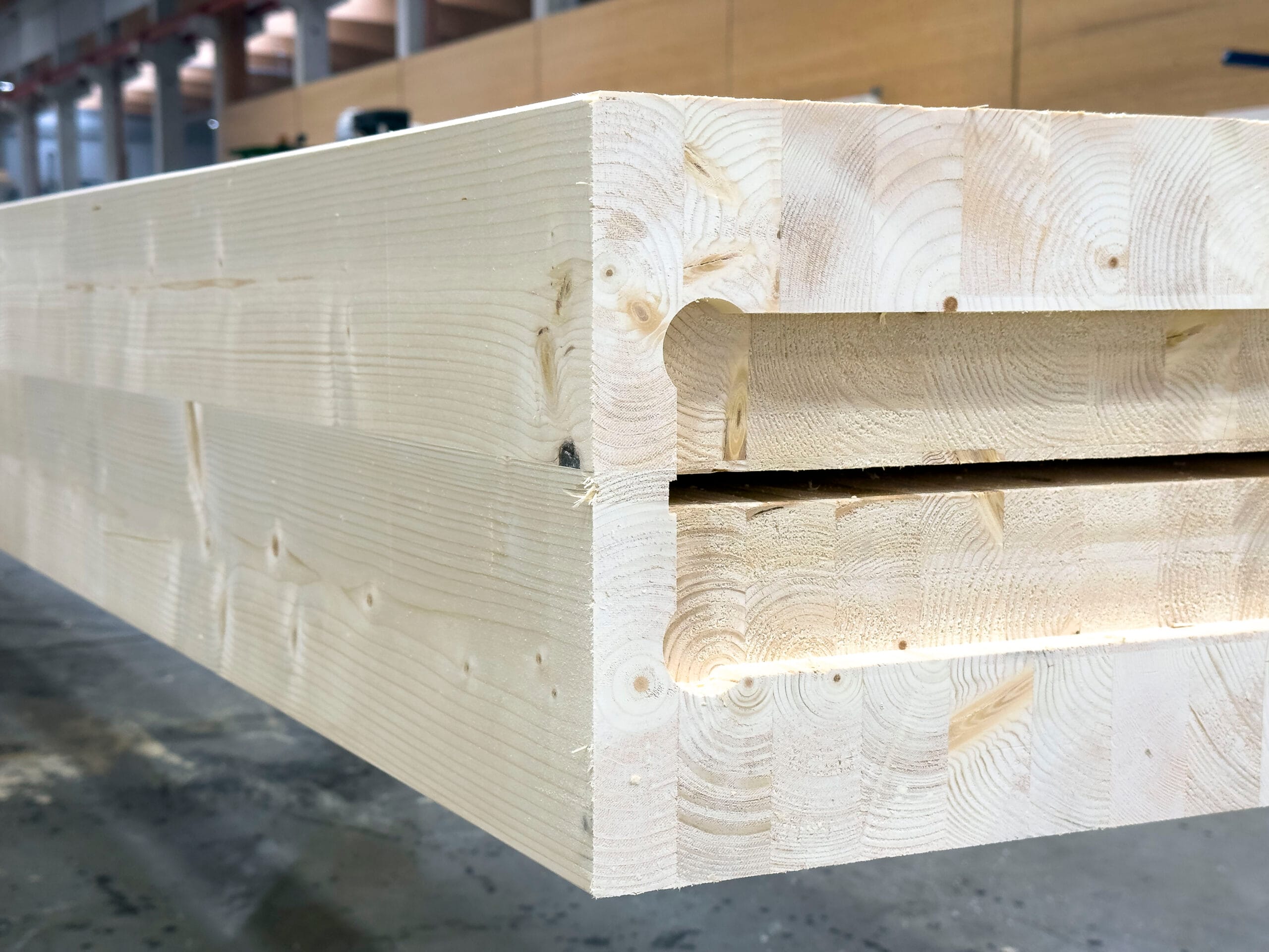 travi incollate a blocco in legno lamellare di abete